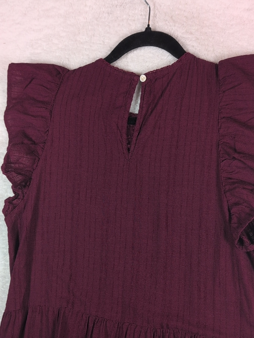 Universal Thread Burgundy Maxi Dress with Flutter Sleeves - Picture 5 of 6